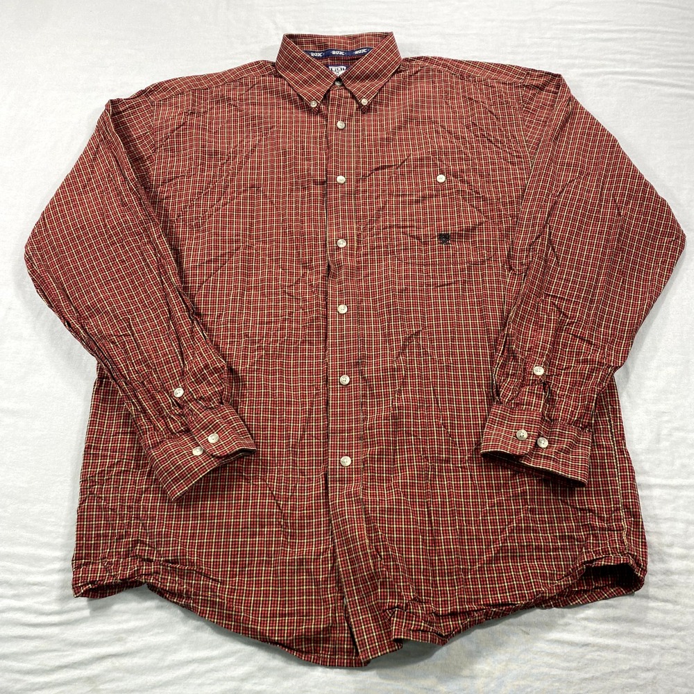 Wrangler Twenty X Shirt Mens Medium Red Plaid Button Up Western Cowboy Casual